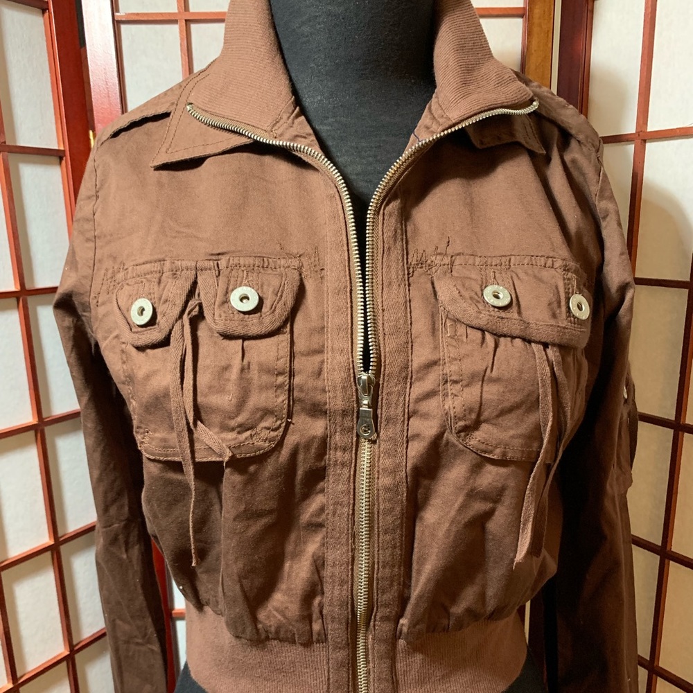 Women’s cotton bomber jacket, brown, M, L, XL